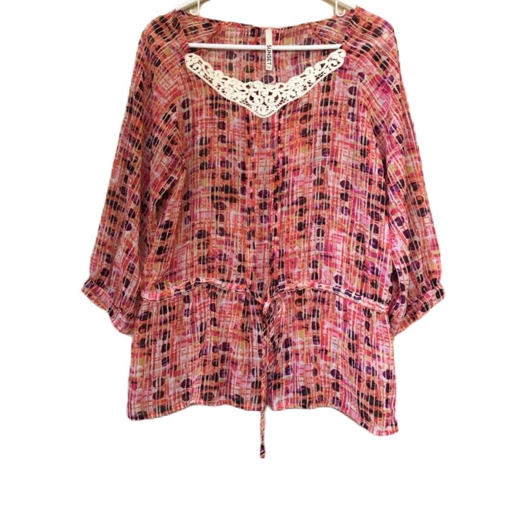 Sunset Rd Size 8 Sheer Blouse NWT